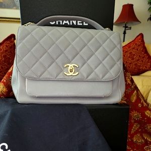CHANEL Caviar Quilted Large Gray Business Affinity Flap